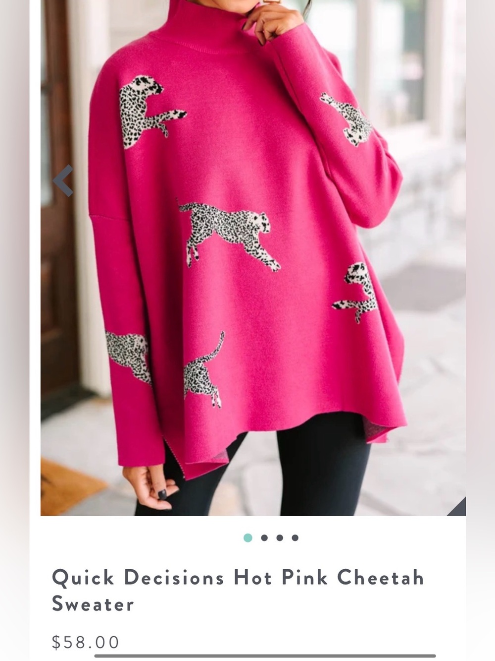 Entro Hot Pink Cheetah Pattern Women’s Sweater - Size M